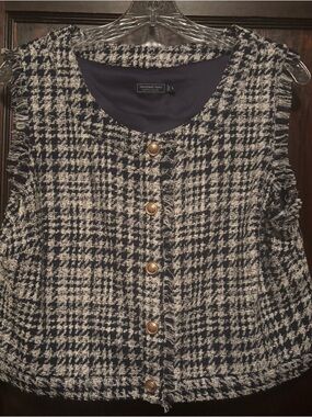 Vineyard Vines NWOT Navy & White Houndstooth Tweed Vest